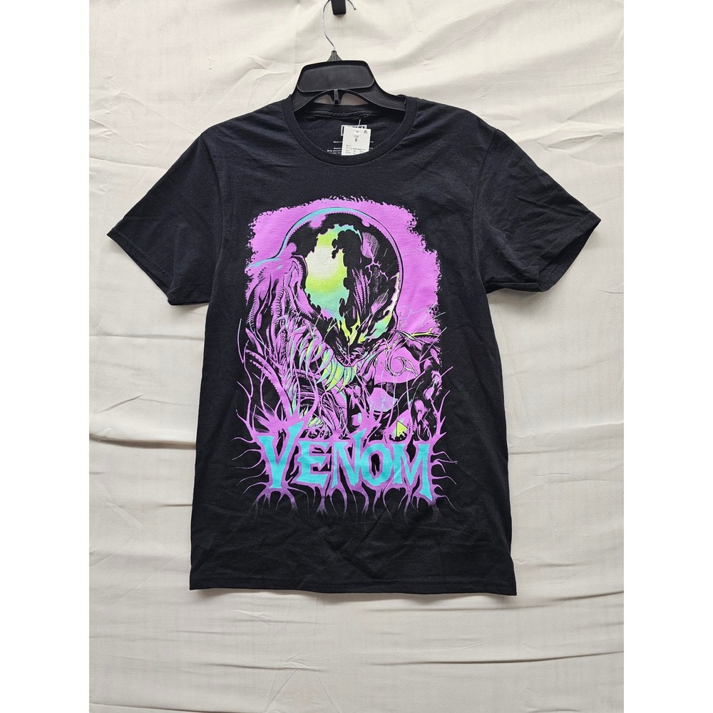 Marvel Venom Graphic T-Shirt Mens Small Black Neon Purple Green 4MNV9B6731T NEW